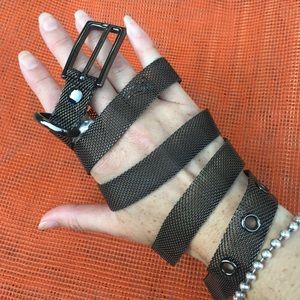 Y2K *Gun Metal Mesh* Chain Belt~